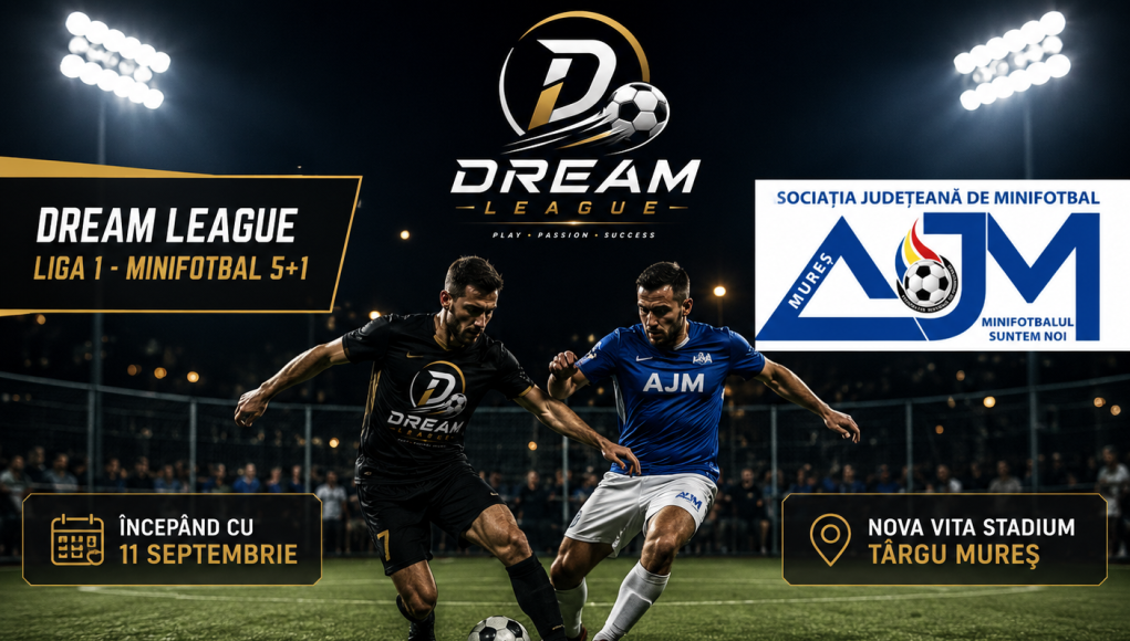 Dream League debutează la Târgu Mureș cu 20 de echipe. Competiția de minifotbal este licențiată și începe pe 11 septembrie.